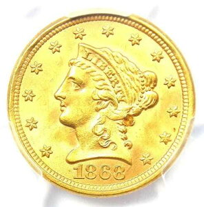 1868-S ���o�e�B�S�[���h�N�H�[�^�[�C�[�O�� 2.50�h���R�C�� - PCGS �����ʏڍ� (UNC MS)