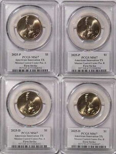 2025�N P&D �e�L�T�X �~�b�V�����R���g���[�� �C�m�x�[�V���� 1�h�� PCGS MS67 A&B �t�@�[�X�g�X�g���C�N