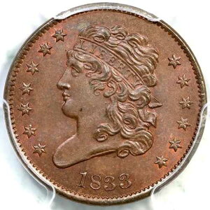 1833 C-1 R-1 PCGS MS 64 BN �N���V�b�N�w�b�h�n�[�t�Z���g�R�C�� 1/2c