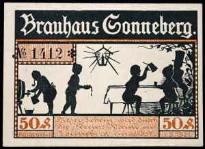 SONNEBERG 1921 XX-RARE Brauhaus �r�[�� �V���G�b�g 1 �̃R���v���[�g �Z�b�g Notgeld