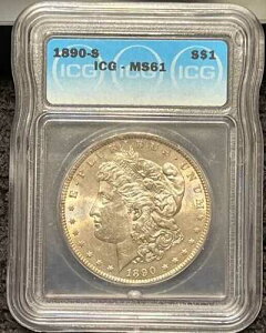1890�N�� ���[�K��S$ ~ ICG�F�� MS61 ~ �킸��8��������������Ă��Ȃ� ~ 90% �V���o�[ ~ SF�i�� ~ ���i��