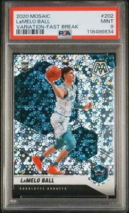 2020 MOSAIC LAMELO BALL #202 RC VARIATION-FAST BREAK PSA 9