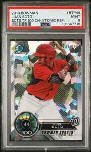 2018 BOWMAN CHROME JUAN SOTO #BTP44 SCOUTS TOP 100 ATOMIC REFRACTOR /150 PSA 9