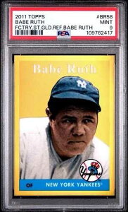2011 Topps �t�@�N�g���[�Z�b�g �S�[���h���܃x�C�u Ruth #br58 Hof Pop 11 PSA 9-