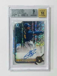 2022 BOWMAN CHROME JACKSON CHOURIO SPECKLE REFRACTOR AUTO /299 BGS 9 AUTO 10