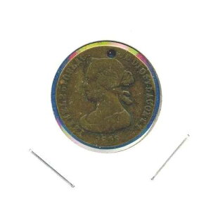 1868�N Spain Isabel II ��2�X�y�C���� 10 Escudos �J�E���^�[�g�[�N�� ���B���e�[�W 7/8 ���t��-
