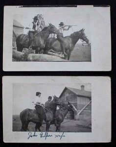 2 �̃R���l�[�V�����̃r���e�[�W���b�g �AAlberta Parslow family on horses with rifles-