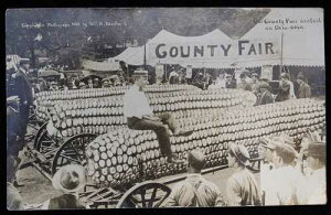 �{���̎ʐ^�|�X�g�J�[�h Exaggeration Giant Corn Ears on Wagon at County Fair-