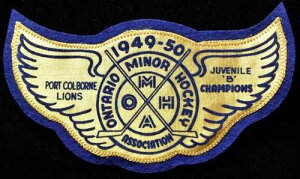 1949-50 port Colborne Lions Ontario Minor Hockey Assoc. �W���x�j�� 'B' �`�����s�I���Y-