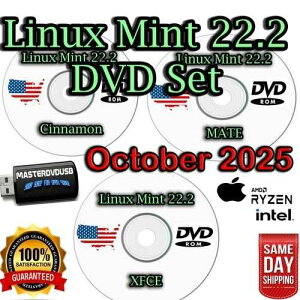 Linux Mint 22.2 �u�[�^�u�� 3���gDVD�Z�b�g Cinnamon�AMATE�AXFCE �č�����������