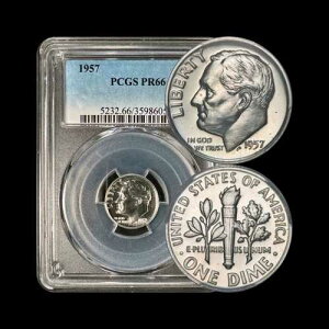 �č��B 1957�N�A10 �Z���g�V���o�[-PCGS PR66-Roosevelt Dime�APhilly 057-