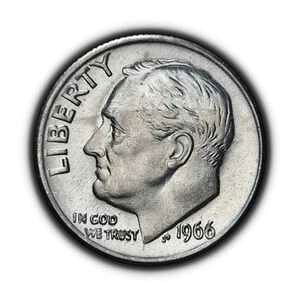 �č��B 1966�N�A10 �Z���g-Roosevelt dime�AFDR�A�@�X�g���b�v�o���G�e�B 1-