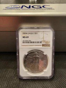 2004�N �A�����J���E�V���o�[�C�[�O�� 1�I���X .999�� MS 69 NGC �č�������