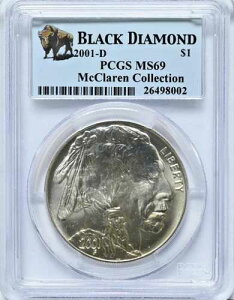 2001-D 1�h�� �u���b�N�_�C�������h PCGS PR69DCAM �}�N���[�����R���N�V���� �V���o�[�o�b�t�@���[�R�C��