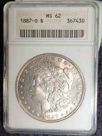 1887年Oミント モーガン銀貨 ANACS MS 62 古い石鹸箱ホルダー トーン VAM 7/7