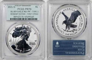 2021�NS�V���o�[�C�[�O�����o�[�X�v���[�tPCGS PR70 T-2 T2 FDOI�t�@�[�X�g���g���W�F�l���[�V�������x��