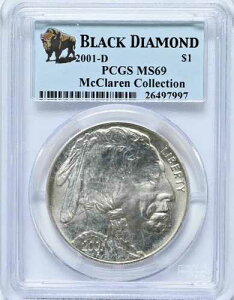 2001-D 1�h�� �u���b�N�_�C�������h PCGS PR69DCAM �}�N���[�����R���N�V���� �V���o�[�o�b�t�@���[�R�C��