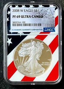 2008�N W �V���o�[�C�[�O�� S$1 NGC PF 69 ULTRA CAMEO �t���b�O�R�A