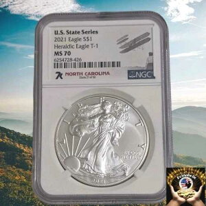 �m�[�X�J�����C�i�B 2021�N 1�h�� �A�����J���V���o�[�C�[�O�� T2 NGC MS70 �B�V���[�Y