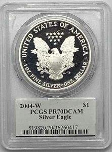 2004�N W �v���[�t �V���o�[�C�[�O�� PCGS PR 70 ���A �t���b�O �}�[�J���e�B