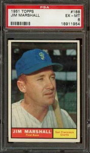 1961�N Topps #188 �W���E�}�[�V���� *PSA 6 (EX-MT) *�T���t�����V�X�R�E�W���C�A���c