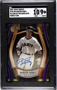 2025 Topps Tribute Buster Posey PTGA-BP Purple Pillars of the Game Auto /50 SGC9