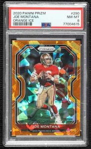 2020 Panini Prizm Orange Ice Prizm Joe Montana #290 PSA 8 HOF 0h28
