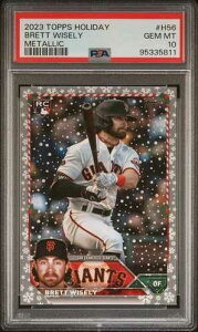 2023 Topps Holiday Brett Wisely ���[�L�[ ���^���b�N SP PSA 10 GEM MINT POP 2 GIANTS