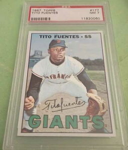1967�N �e�B�g�E�t�G���e�X Topps MLB �x�[�X�{�[���J�[�h #177 �T���t�����V�X�R�E�W���C�A���c PSA 7 NM