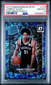 2017 Panini Donruss Optic #179 Jarrett Allen RC Fast Break Purple /155 PSA 8