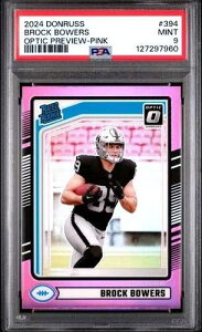 2024 Panini Donruss - Rated Rookie Brock Bowers #394 Optic Preview Pink Prizm...
