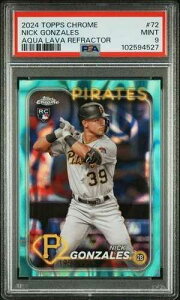 �j�b�N�E�S���U���X 2024 Topps Chrome 72 Aqua Lava Refractor RC 195/199 (RC) PSA 9