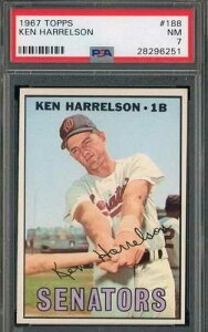 1967�N Topps #188 �P���E�n�����\�� ���V���g���E�Z�l�^�[�Y �싅�J�[�h PSA 7 NM