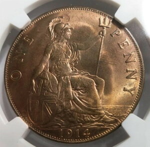 �C�M���X �C���O�����h 1�y�j�[ 1914�N NGC MS 63 RD UNC �u�����Y �L���O�W���[�W ���b�h