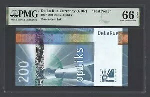 De La Rue (GBR)�A200 ���j�b�g�A2007 �N�AOptiks-�u���C���N�u�e�X�g�m�[�g�vUNC �O���[�h 66