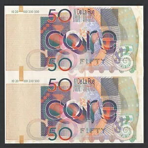 De La Rue (GBR)�AUncut Pair 50 Units�A2001�N�ANautilus Shell & 50�A�u�e�X�g�m�[�g�v