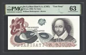 �C�M���X De La Rue Giori (CHE) �����p�X�R���v���[�g�u�e�X�g�m�[�g�v UNC Grade 63