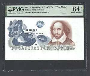 �C�M���X De La Rue Giori (CHE) �����p�X�R���v���[�g�u�e�X�g�m�[�g�v UNC Grade 64