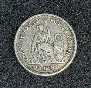 Moneda Plata Per?: 1863 - 1/2 Din CH.AU-UNC KM# 189