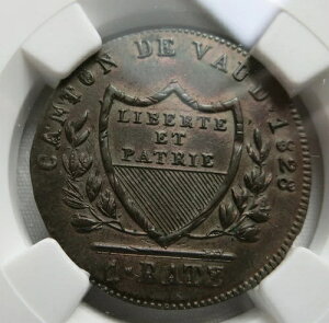 �X�C�X �X�C�X�̏B VAUD 1 �o�b�c�F�� 1828 NGC MS 62 UNC �r���� �N���X�g�[��