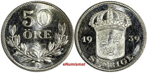 �X�E�F�[�f�� �O�X�^�t V ��� 1939 G 50 �z�� UNC �v���[�t���C�N�\�� KM# 788 (13 006)