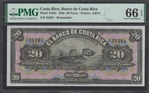 �o���R �f �R�X�^���J 1899 REMAINDR S165r 20 �y�\ �W�F�� UNC PMG 66 EPQ�B���A