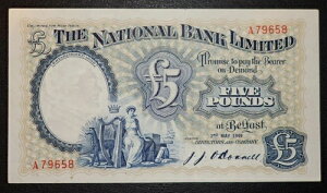 1949 aUNC ��5 �i�V���i���o���N Ltd �x���t�@�X�g �A�C�������h --{ A79658 }-- P-159a.3 ��