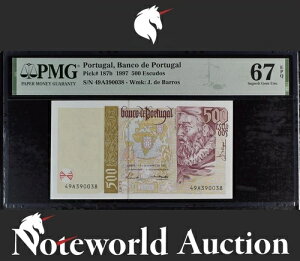 �|���g�K�� Banco de Portugal 500 Escudos 1997 P 187b UNC PMG 67 EPQ 2nd TOP POP
