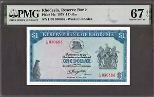 ���[�f�V�A 1�h�� 1978�N �E�H�[�^�[�}�[�N�u���[�Y�v�s�b�N-34�Z���g �ɏ��� UNC PMG 67 EPQ