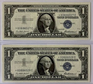 LOTE De Billes De 1 Dolar Consecutivos Con Estrella A?o 1957�BPara Colecci?n�B