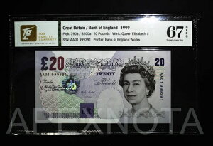 [AA01 �v���t�B�b�N�X] �C�M���X 20�|���h 1999 P390 �ɏ� ��� 67 UNC EPQ QEII 999