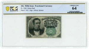 FR-1264 �A�����J���O�� �t���N�V���i���ʉ� 10�Z���g���� �O���[���V�[�� PCGS UNC 64 63963