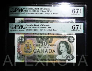 �J�i�_ 20�h�� 1979 BC-54b PMG 67 SUPERB GEM UNC EPQ QEII CROW BOUEY SEQUENTIAL �y�A