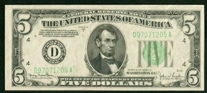 $5 1934-D FRN Fr. 1960-D Early FRN Cleveland ORIGINAL + Looks Unc CHEAP Ch AU